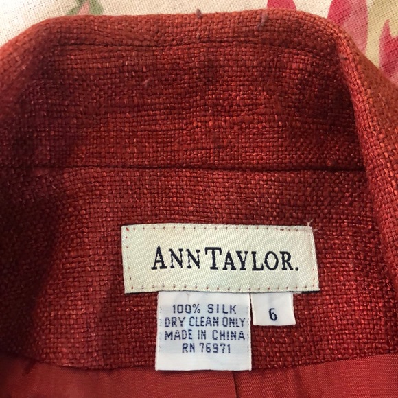 Vtg 90s Y2K ANN TAYLOR Size 6 Longline Blazer 100% Nubby Silk Pumpkin Spice FALL - Picture 10 of 16